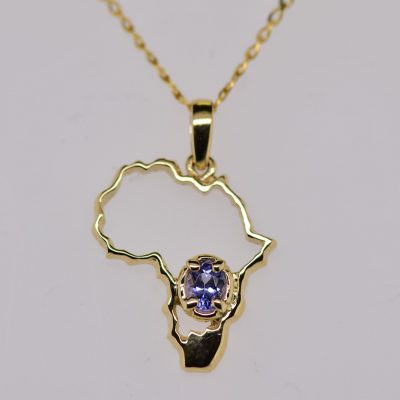 9ct Yellow Gold African Pendant With 0.15ct Oval Tanzanite